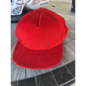 Re Play Snapback Hat Red One Size Adjustable Solid Corduroy Blank